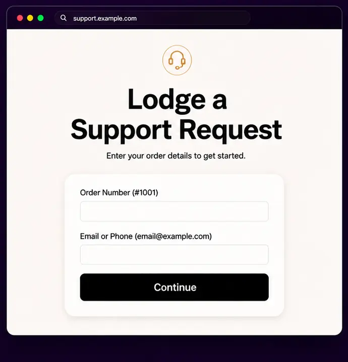 Chili Labs branded support page asking for order number and email or phone